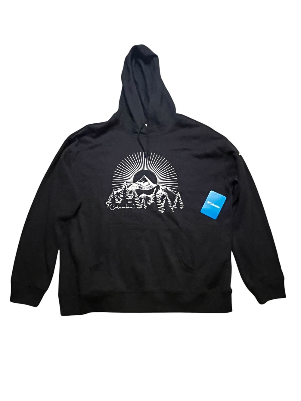 Columbia Women’s XL Pinnacle Graphic Hoodie Sweatshirt Black Pullover Pouch